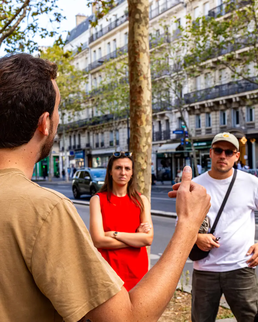 Clément introducing the WWII tour on Boulevard Saint-Michel